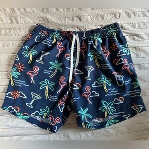 Chubbies Neon Tropical Navy Swim Trunks (Large)